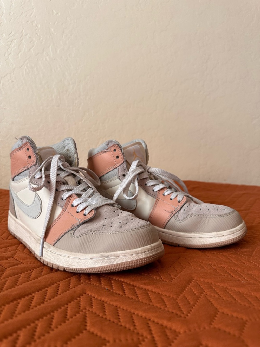 Nike High Top Jordans in Pink and Cream